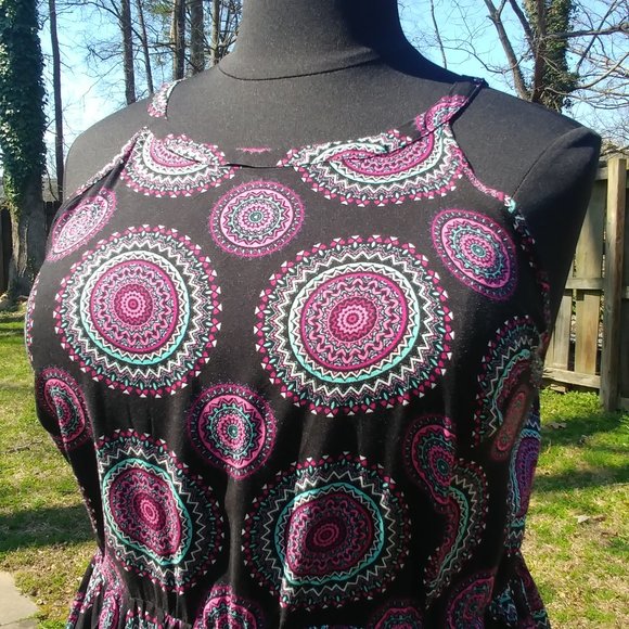 Torrid plus size 4x Medallion Print Hi-Lo Challis Dress black purple and teal - Picture 8 of 14